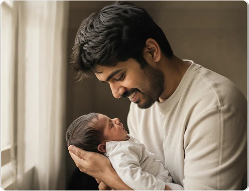 Guardian holding newborn child