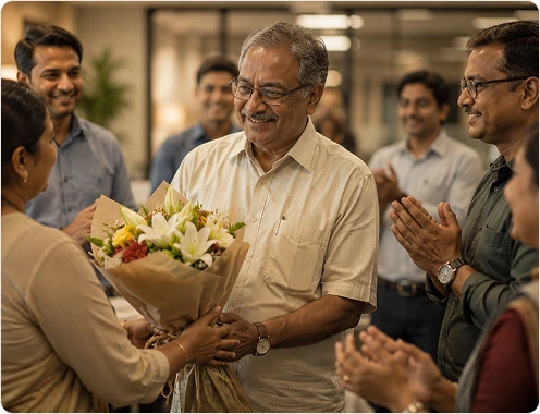 Retired individual receiving retirement celebration