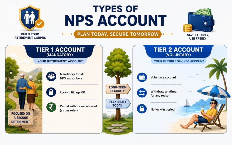 Types of NPS Accounts: Tier 1 and Tier 2 Meaning